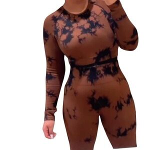Brown-Black Tye Dye Activewear Matching Set